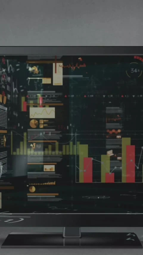 Animation of data processing over computer Stock Footage 342033733