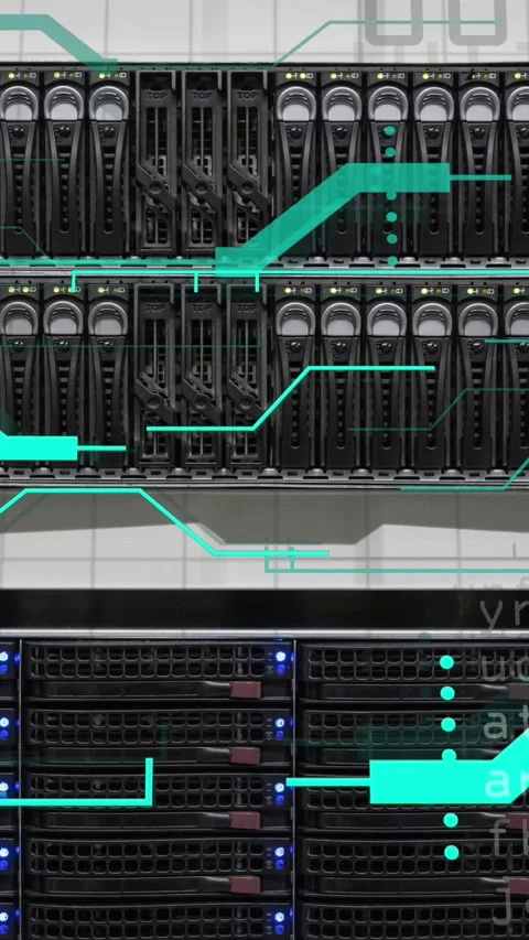 Animation of data processing over computer server Stock Footage 342802266