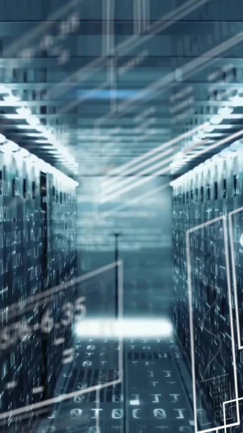 Animation of data processing over computer servers Stock Footage 342805519