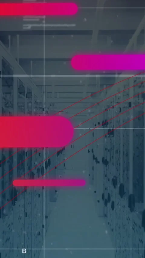 Animation of data processing over computer servers Stock Footage 343644425