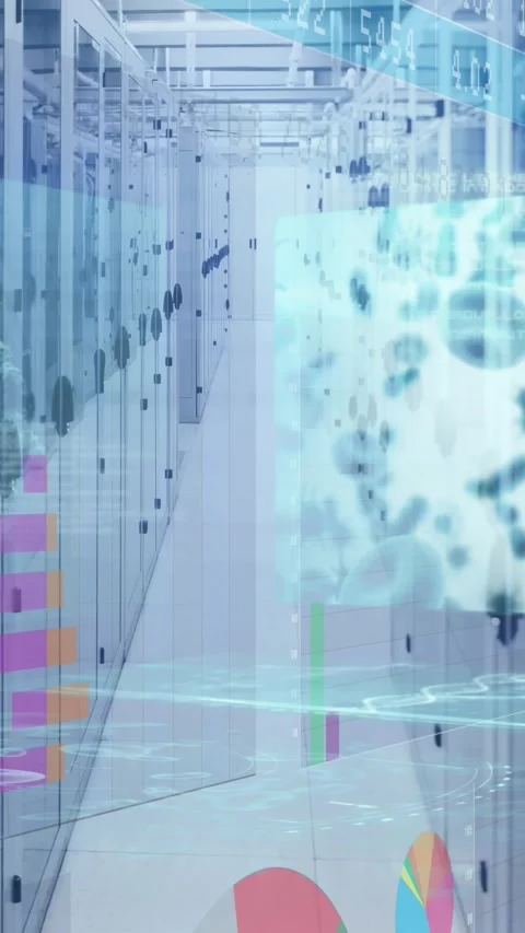 Animation of data processing over computer servers Stock Footage 343682400