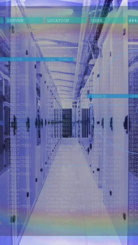 Animation of data processing over computer servers Stock Footage 343682427