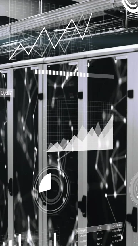 Animation of data processing over computer servers Stock Footage 343829219