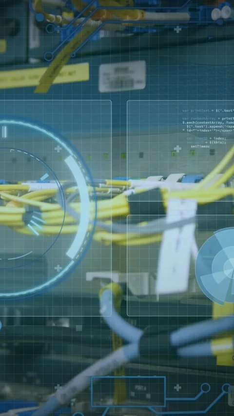 Animation of data processing over computer wires Stock Footage 343866865