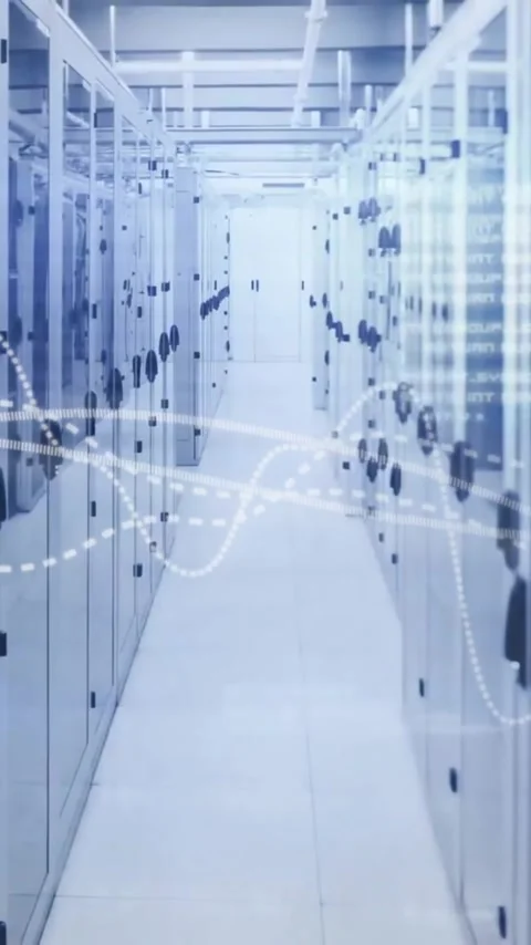 Animation of data processing over computer servers Stock Footage 343868123