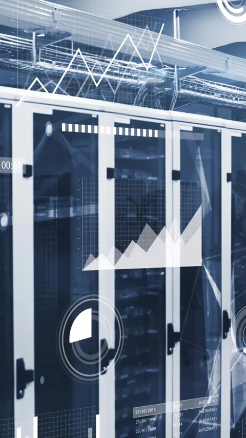 Animation of data processing over computer servers Stock Footage 343868172