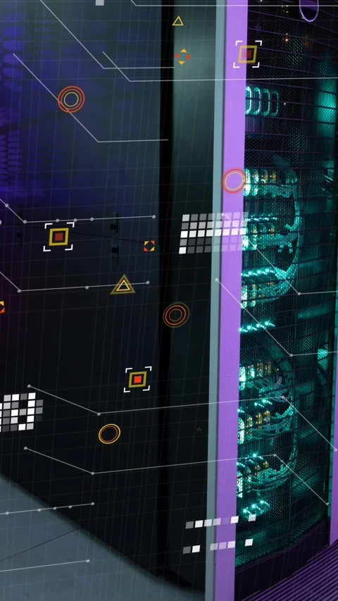 Animation of data processing over computer servers Stock Footage 343920107