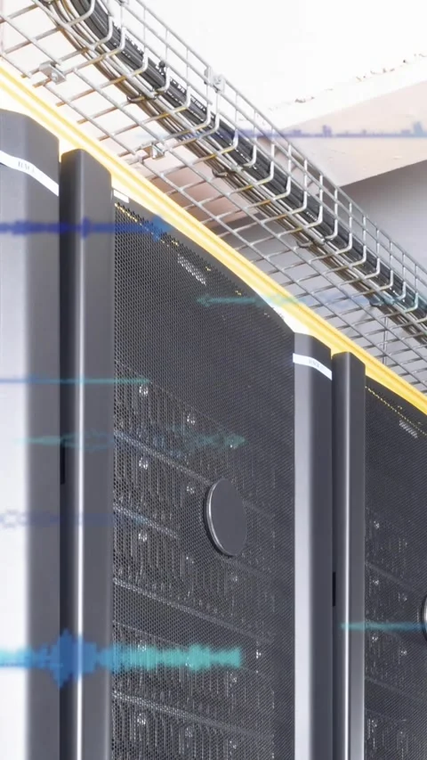 Animation of data processing over computer servers Stock Footage 343955586