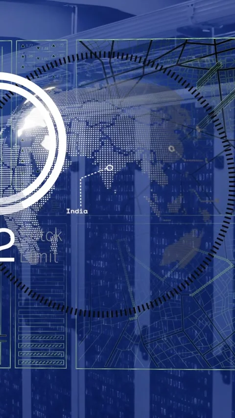 Animation of data processing over computer servers Stock Footage 344284372