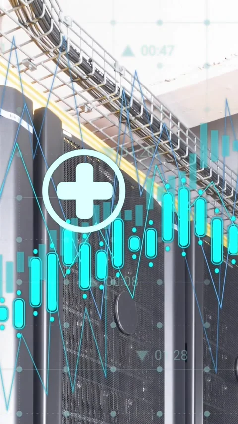 Animation of data processing over computer servers Stock Footage 344369666