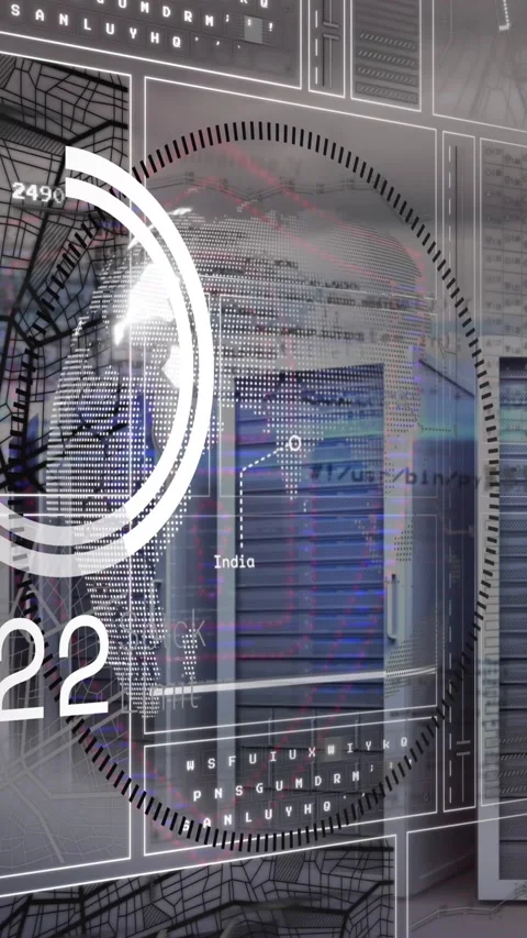 Animation of data processing over computer servers Stock Footage 344369968