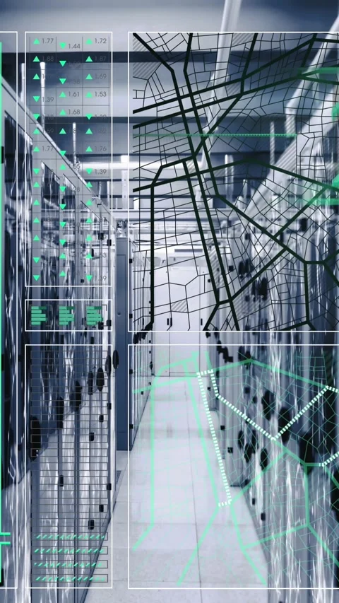 Animation of data processing over computer servers Stock Footage 344614617
