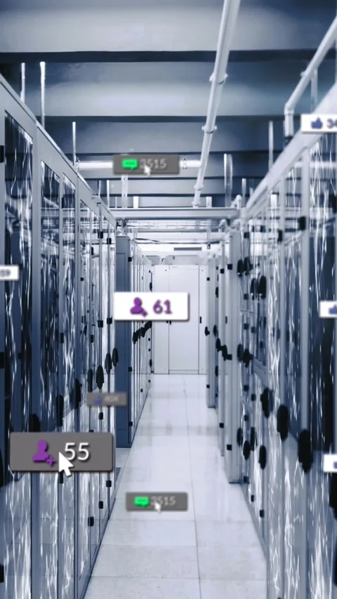 Animation of data processing over computer servers Stock Footage 344765778