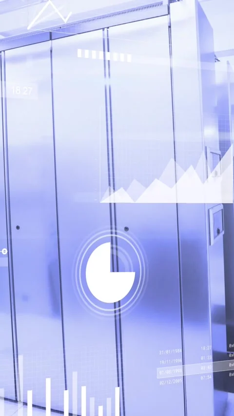 Animation of data processing over computer servers Stock Footage 344774726