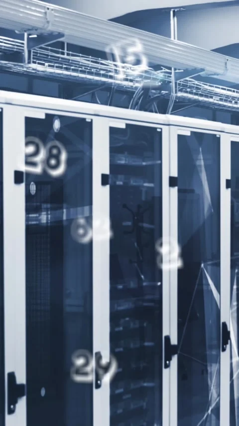 Animation of data processing over computer servers Stock Footage 344783144