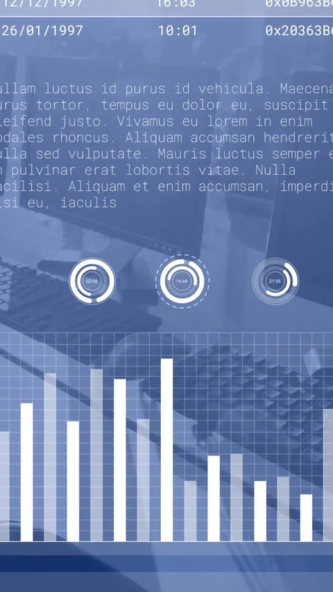 Animation of data processing over computers in office Stock Footage 344369690