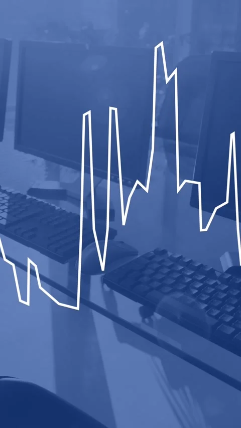 Animation of data processing over computers in office Stock Footage 344402684