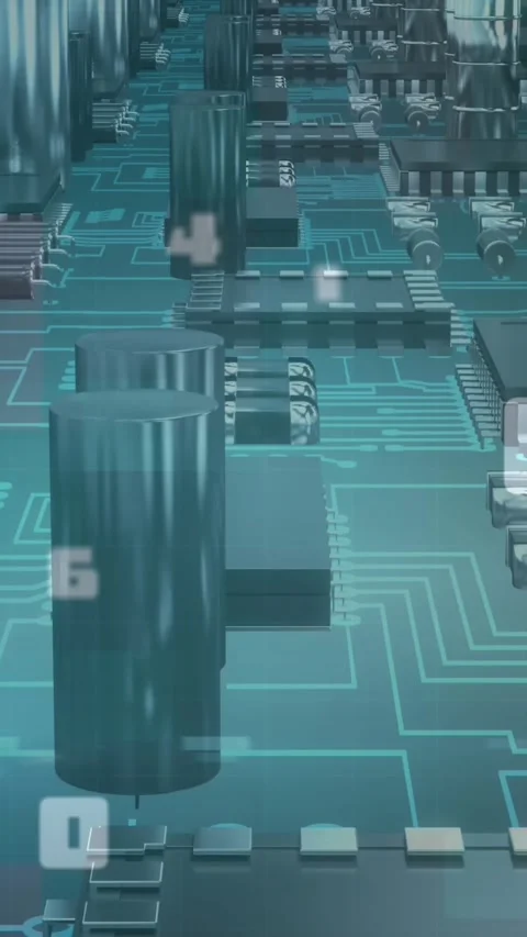 Animation of data processing over computing board 動画素材 343887783