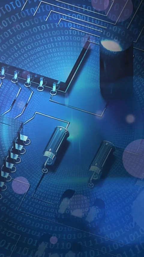 Animation of data processing over computing board 動画素材 344774517