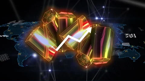 Animation of data processing over crystals and world map Stock Footage 329291699