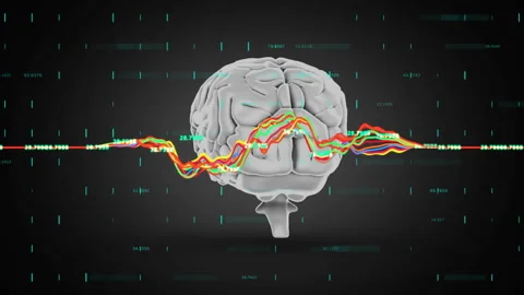 Animation of data processing over digital brain on black background Stock Footage 306818191