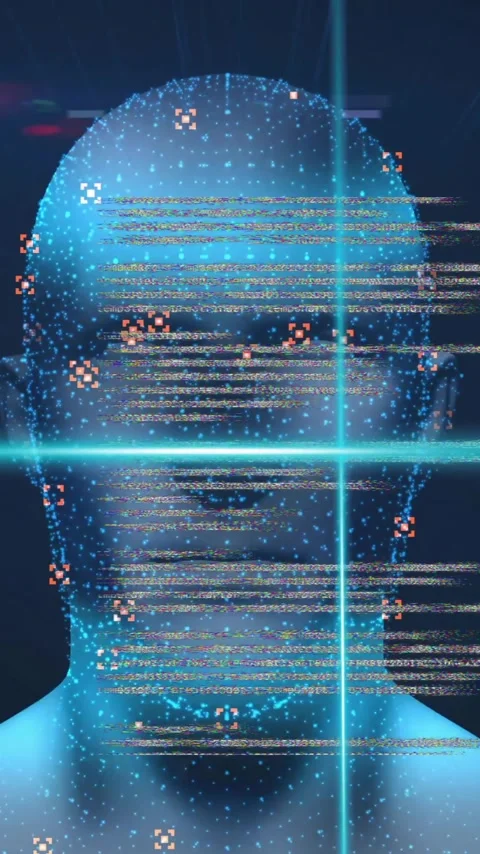 Animation of data processing over digital human with icons Stock Footage 343641568