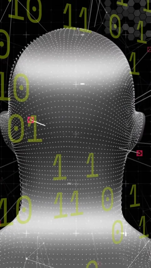 Animation of data processing over digital human with icons Stock Footage 343641571