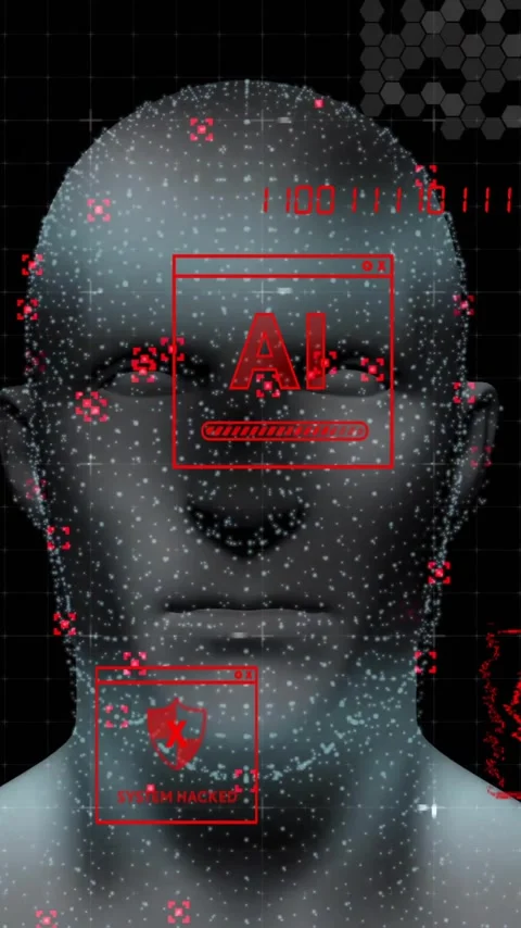 Animation of data processing over digital human with ai icons Stock Footage 343641578
