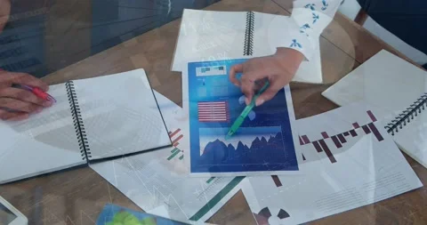 Animation of data processing over diverse business people with documents Stock Footage 199330693