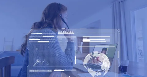 Animation of data processing over diverse female teacher and schoolgirl having Stock Footage 267824823