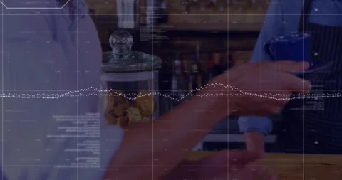 Animation of data processing over diverse people ordering coffee Stock Footage 325836480