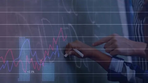 Animation of data processing over diverse schoolchildren by chalkboard in Stock Footage 326425154
