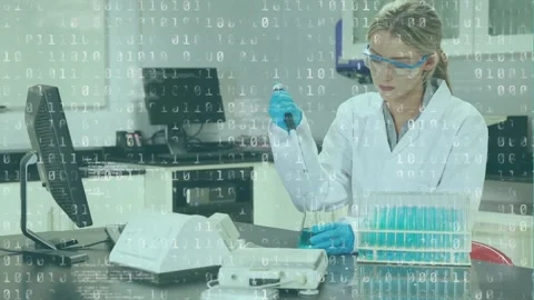 Animation of data processing over diverse business people using computer Stock Footage 328407410