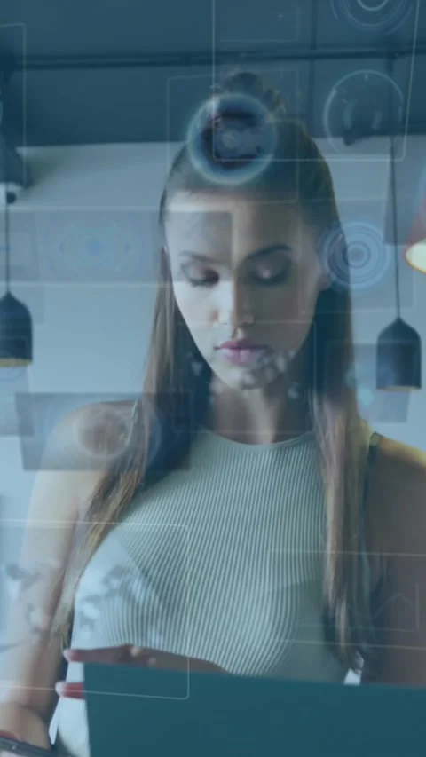 Animation of data processing over diverse business people in office Stock Footage 342009755