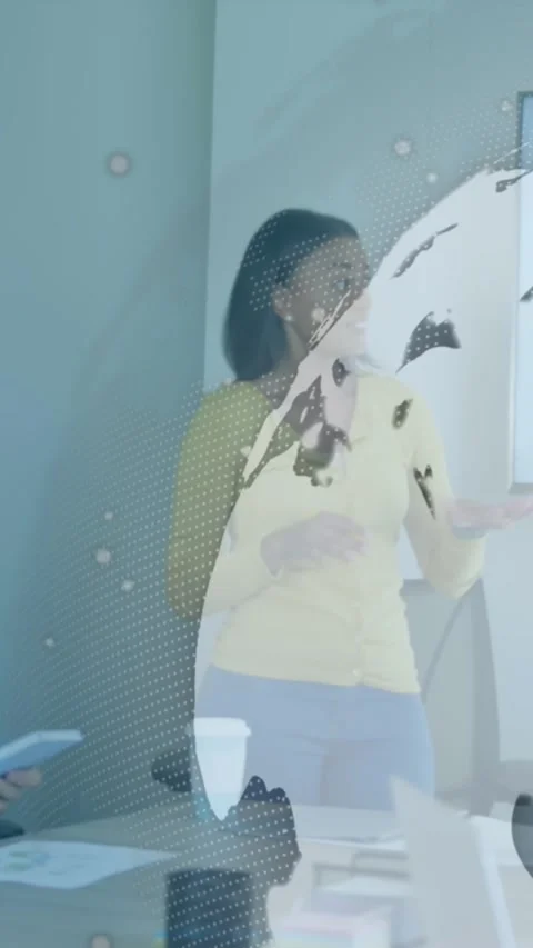 Animation of data processing over diverse business people in office Stock Footage 342009765