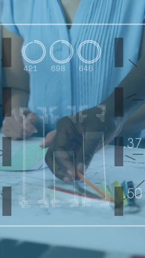 Animation of data processing over diverse business people with documents in Stock Footage 342642157