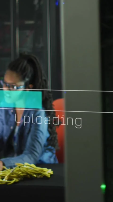Animation of data processing over diverse it engineers and computer servers Stock Footage 343498648