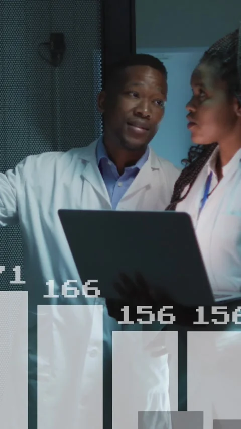 Animation of data processing over diverse it engineers and computer servers Stock Footage 343545469