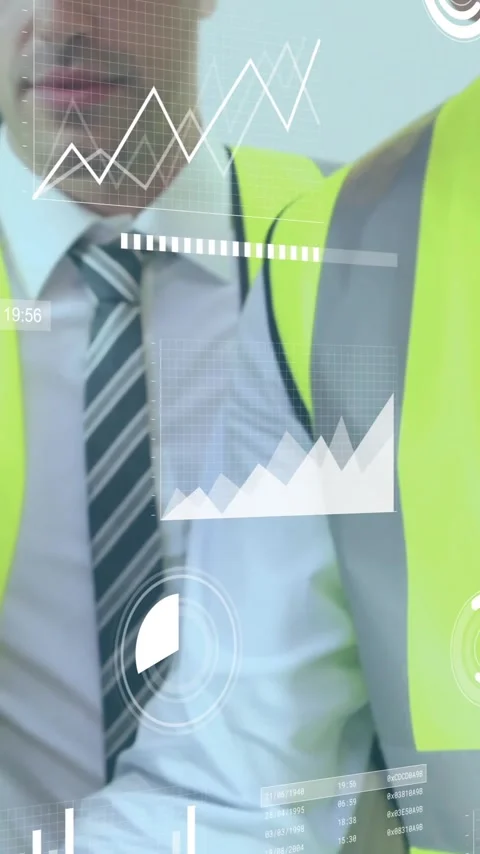 Animation of data processing over diverse architects in office Stock Footage 343713677