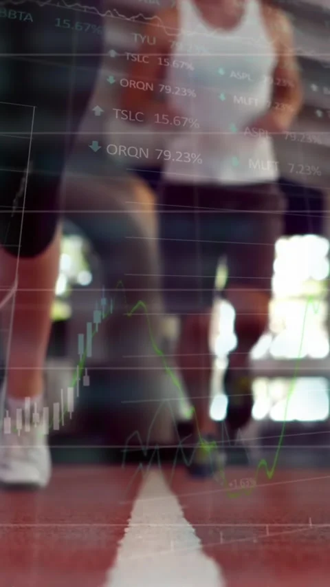 Animation of data processing over diverse people running Stock Footage 343721114