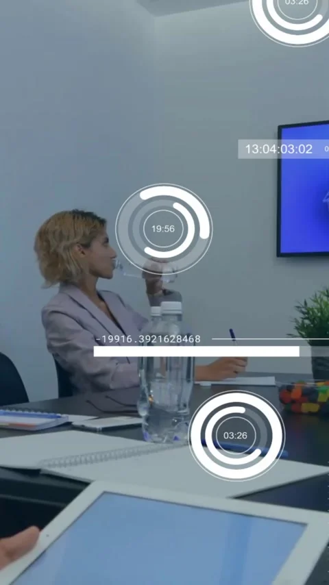 Animation of data processing over diverse business people in office Stock Footage 343829085