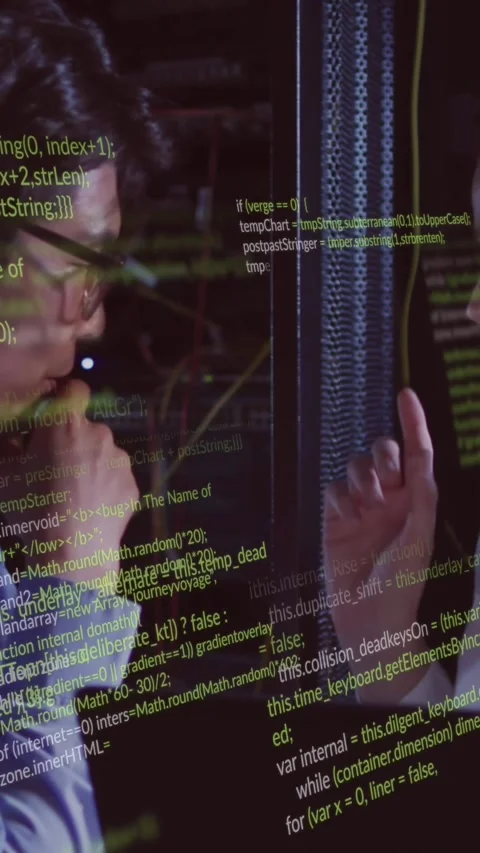 Animation of data processing over diverse it engineers by computer servers Stock Footage 344525138