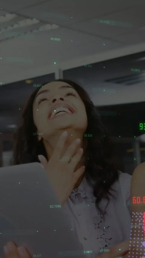 Animation of data processing over diverse business people at office Stock Footage 344765653