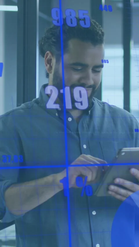 Animation of data processing over diverse business people in office Stock Footage 344765753