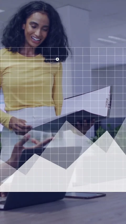 Animation of data processing over diverse business people in office Stock Footage 344766285