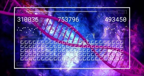 Animation of data processing over dna strand Stock Footage 326189331