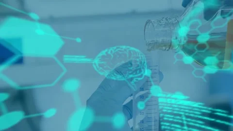 Animation of data processing over doctor with test tube Stock Footage 204751951