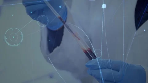 Animation of data processing over doctor with test tube Stock Footage 326302794