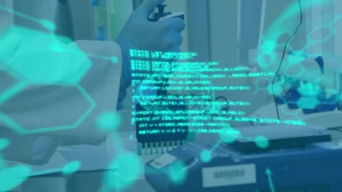 Animation of data processing over doctor with test tubes Stock Footage 330107757