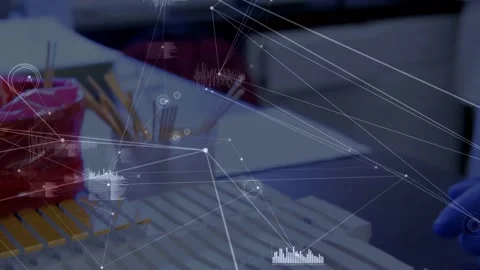 Animation of data processing over doctor with test tubes Stock Footage 330474907